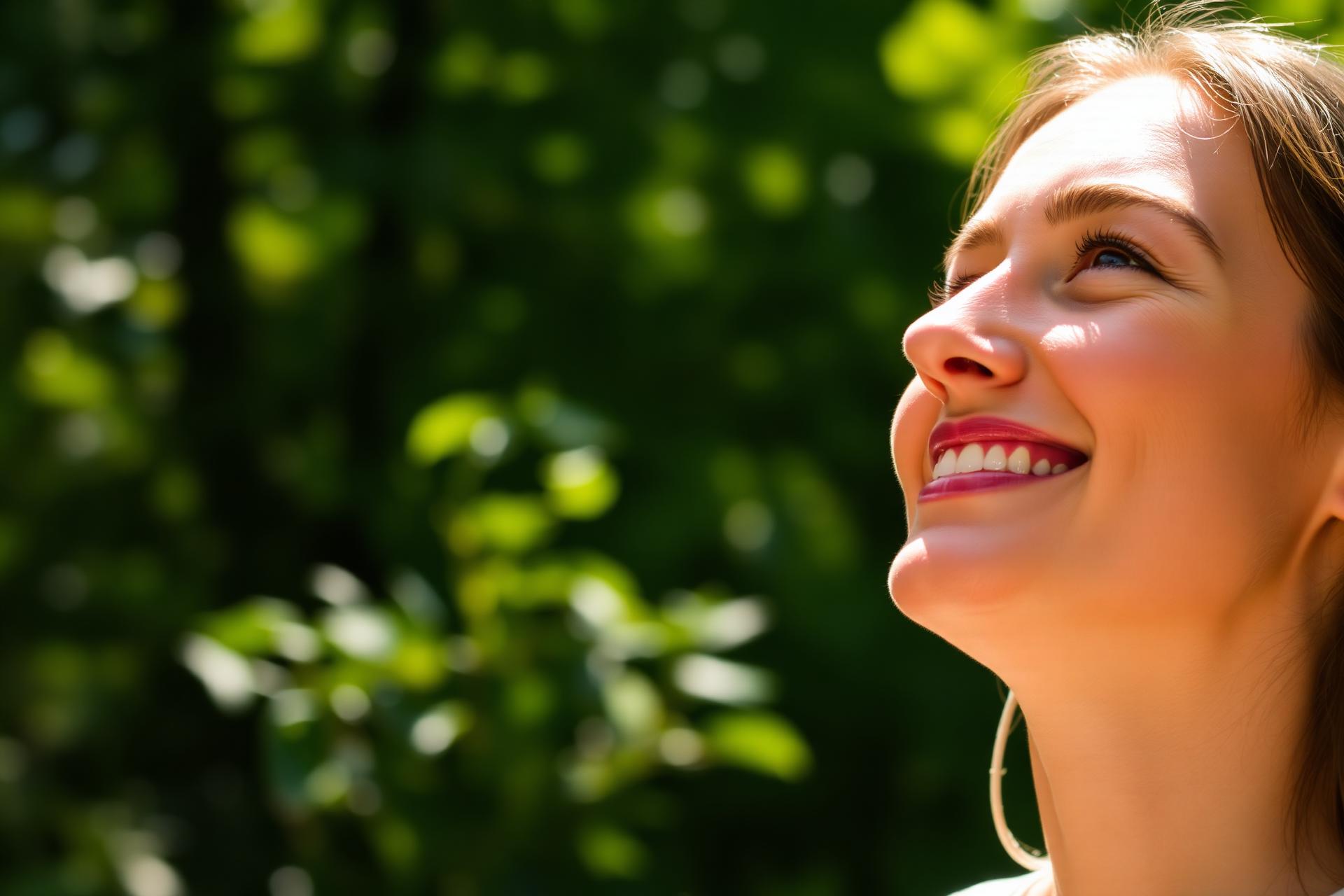 Woman smiling outdoors